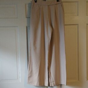 Beige Wide-Leg Trousers